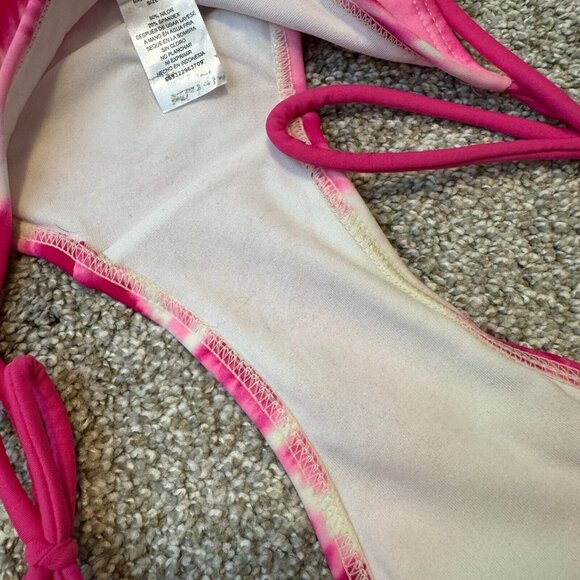 Y2K Vintage Bikini Swimsuit S Small M Medium Pink Tie-Dye Hi Cut Waist 2 Piece - Picture 3 of 9